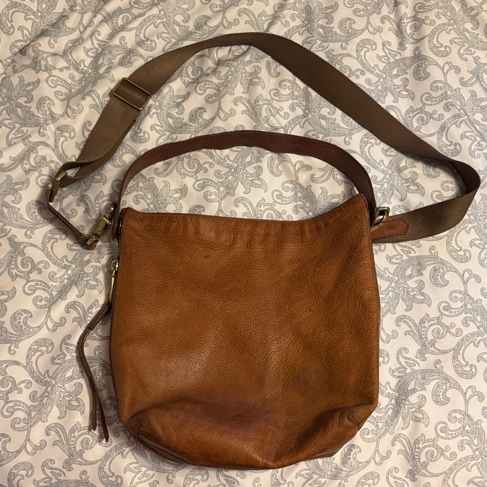 Fossil Tan Leather Crossbody Bag